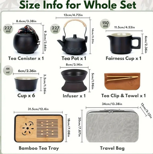 14-Piece Portable Travel Tea Set - Renee Lane Company