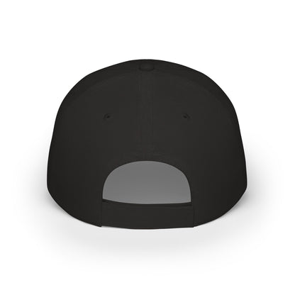 Black baseball cap, back view with curved brim and eyelets
