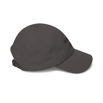 Khaki dad cap with curved brim and adjustable back strap