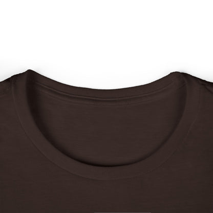 Dark brown crewneck T-shirt neckline close-up
