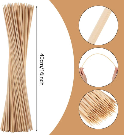 150PCS 16" Bamboo Skewers Sticks for Barbecue Smores Marshmallows Chocolate Fountain Plant Stakes Fruit and Crafting,Φ=4mm - Renee Lane Company