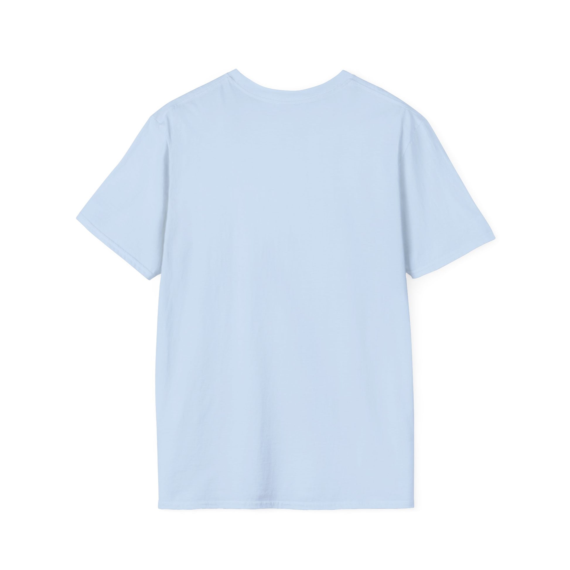 Graphic T-shirt, light blue, solid color, plain back view