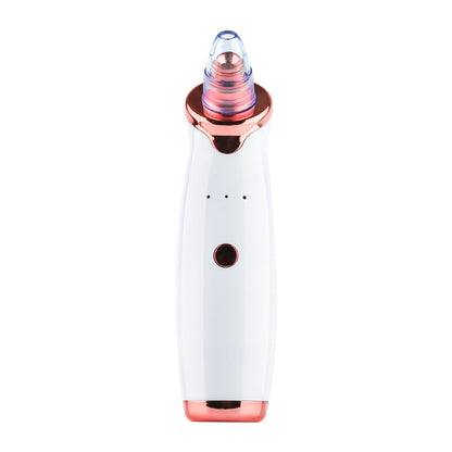 White electric pore cleaner with copper-toned transparent suction nozzle