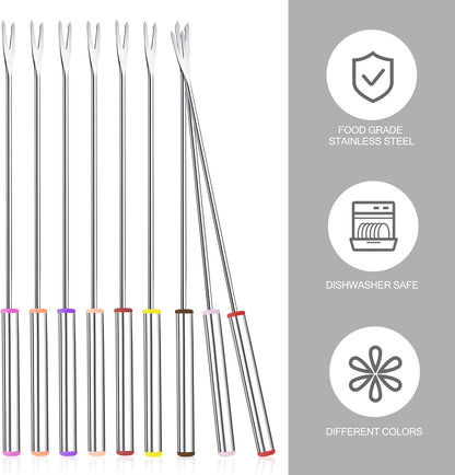 15pcs 9.6 Inch Fondue Sticks Stainless Steel Barbecue Fruit Dessert Forks with Heat Resistant Handle for Roast Meat Chocolate Dessert Cheese Marshmallows - Renee Lane Company