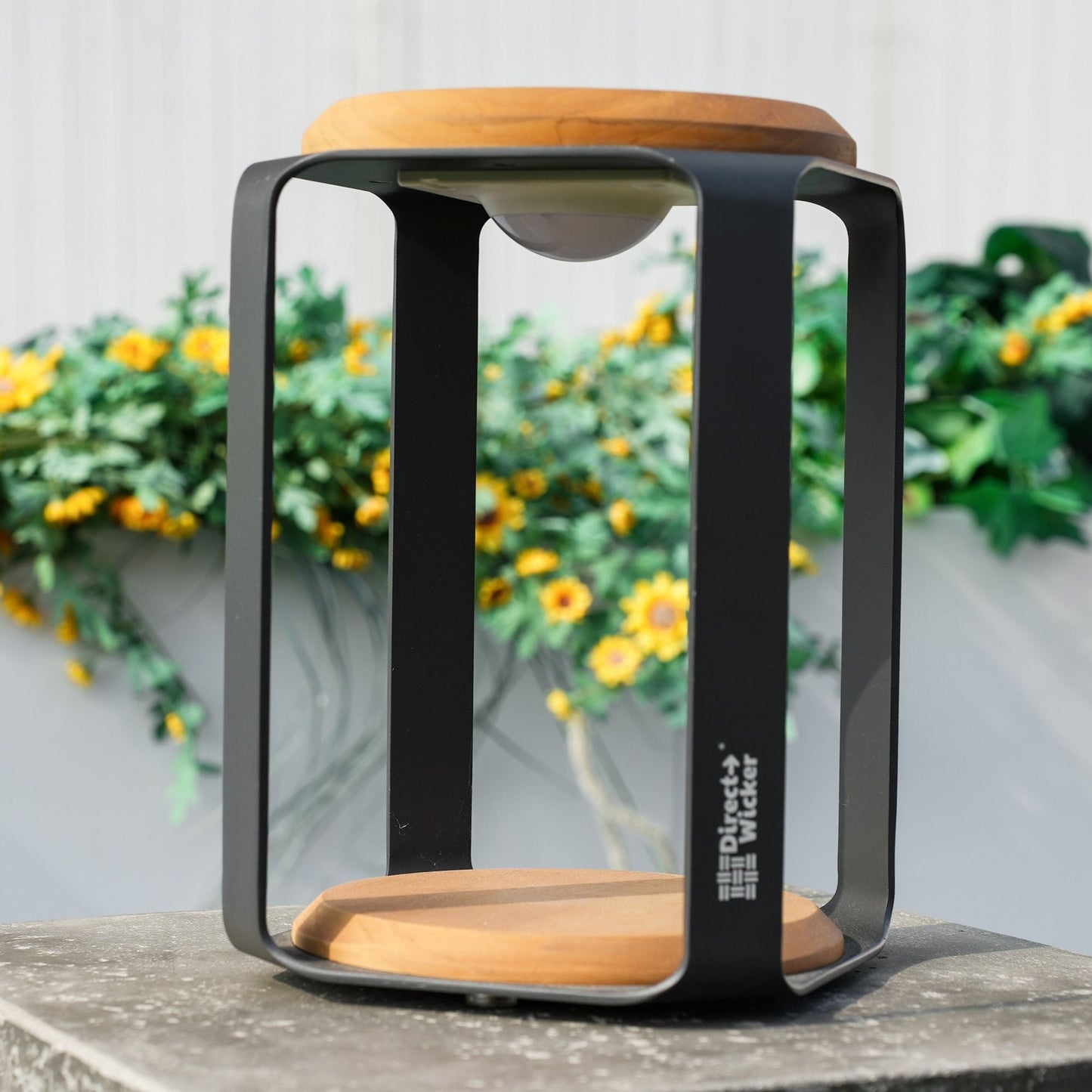 16.81"/12.01"H Outdoor lighting Aluminum Solar LED Lantern with Teak, USB Charging - Renee Lane Company