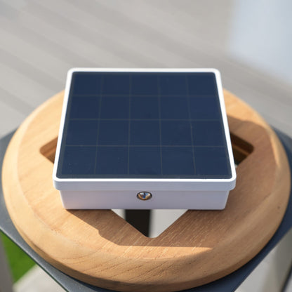 16.81"/12.01"H Outdoor lighting Aluminum Solar LED Lantern with Teak, USB Charging - Renee Lane Company