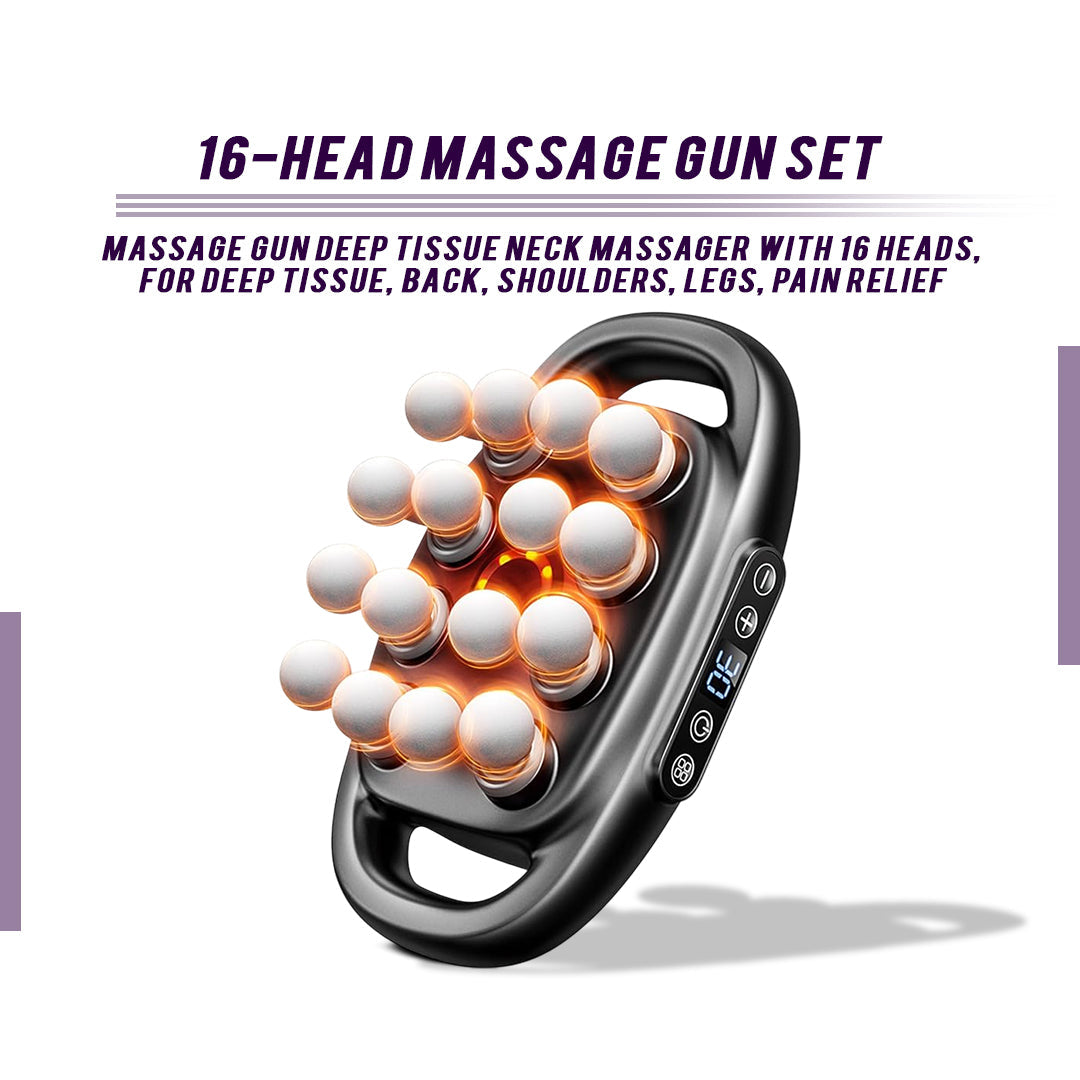 16-Head Muscle Massage Gun Deep Tissue Percussion Massager for Muscle Relaxation & Recovery - Renee Lane Company
