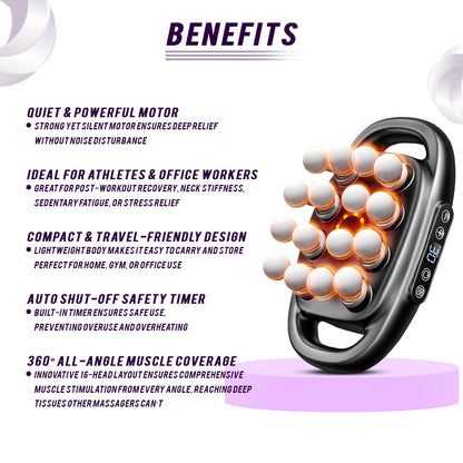 16-Head Muscle Massage Gun Deep Tissue Percussion Massager for Muscle Relaxation & Recovery - Renee Lane Company
