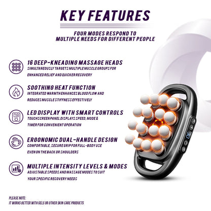 16-Head Muscle Massage Gun Deep Tissue Percussion Massager for Muscle Relaxation & Recovery - Renee Lane Company