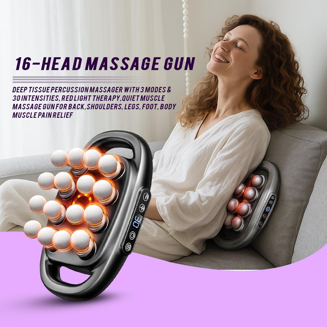 16-Head Muscle Massage Gun Deep Tissue Percussion Massager for Muscle Relaxation & Recovery - Renee Lane Company