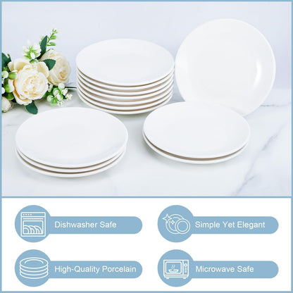 16 Pcs Porcelain Dessert Plates,6 inch White Appetizer Plates,Round Small White Plates,Small Plates for Appetizers,Ceramic Dessert Plate for Cake Snacks,Microwave Oven and Dishwasher Safe - Renee Lane Company