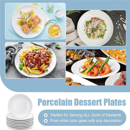 16 Pcs Porcelain Dessert Plates,6 inch White Appetizer Plates,Round Small White Plates,Small Plates for Appetizers,Ceramic Dessert Plate for Cake Snacks,Microwave Oven and Dishwasher Safe - Renee Lane Company