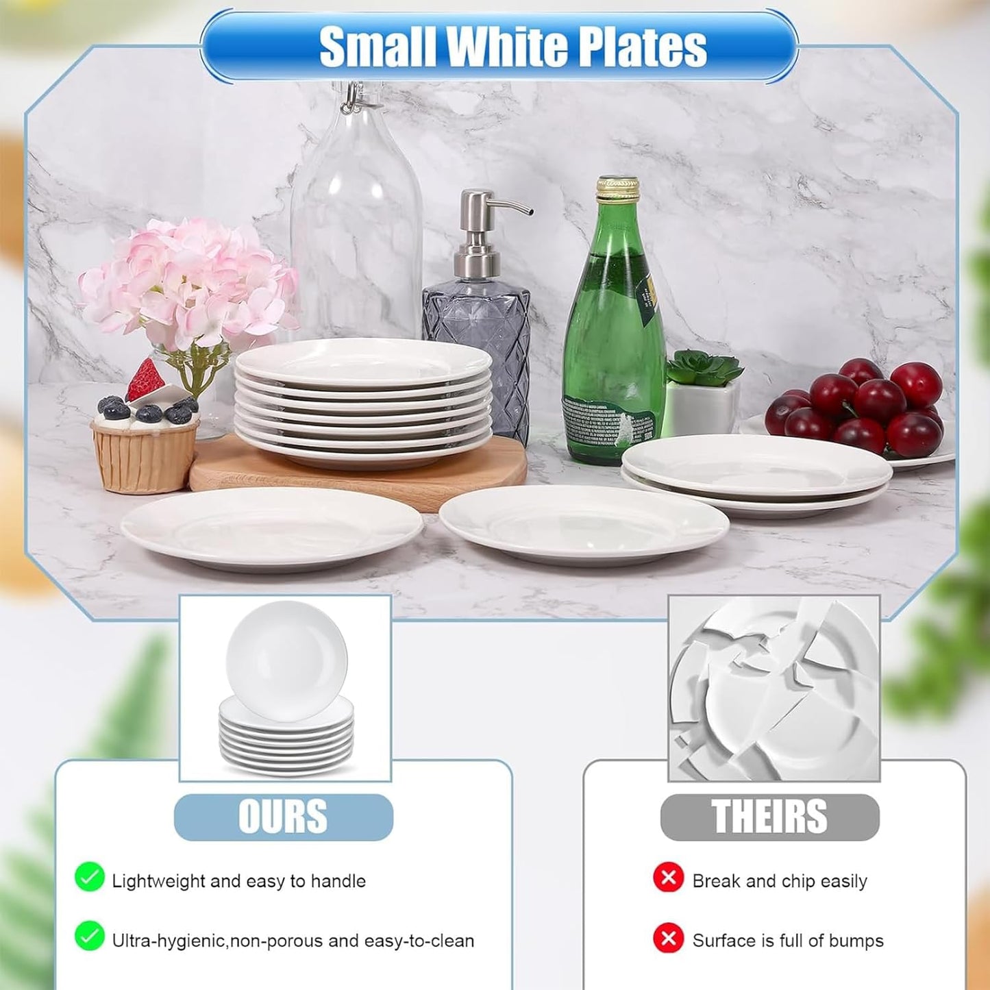 16 Pcs Porcelain Dessert Plates,6 inch White Appetizer Plates,Round Small White Plates,Small Plates for Appetizers,Ceramic Dessert Plate for Cake Snacks,Microwave Oven and Dishwasher Safe - Renee Lane Company
