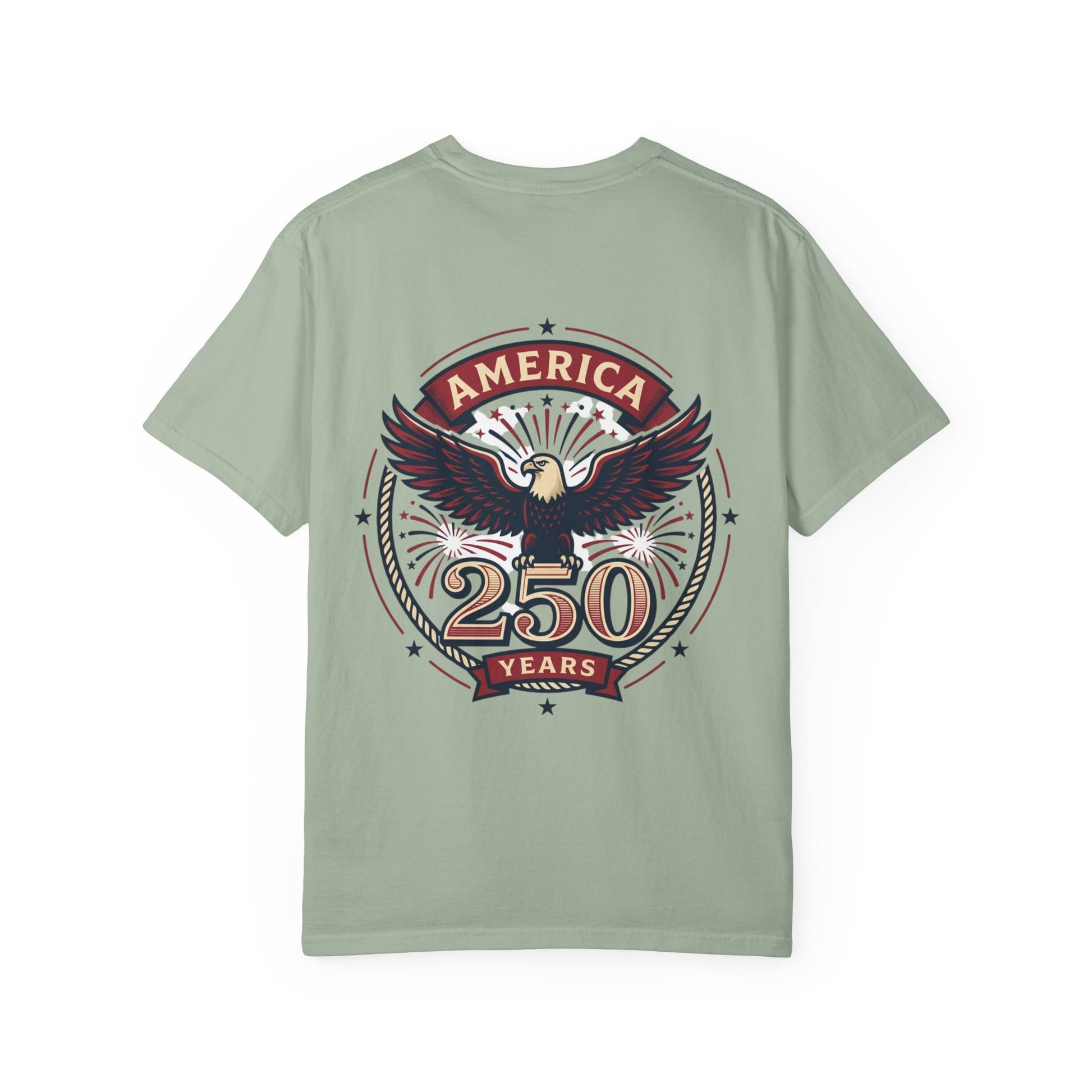 Light green T-shirt with back eagle '250 Years' crest graphic