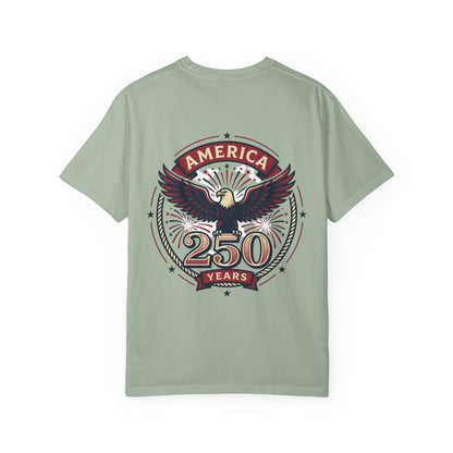 Light green T-shirt with back eagle '250 Years' crest graphic