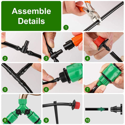 164FT Drip Irrigation Kit Automatic Garden Irrigation System Misting Plant Watering Drip Kit for Garden Greenhouse Flower Bed Patio Lawn - Renee Lane Company