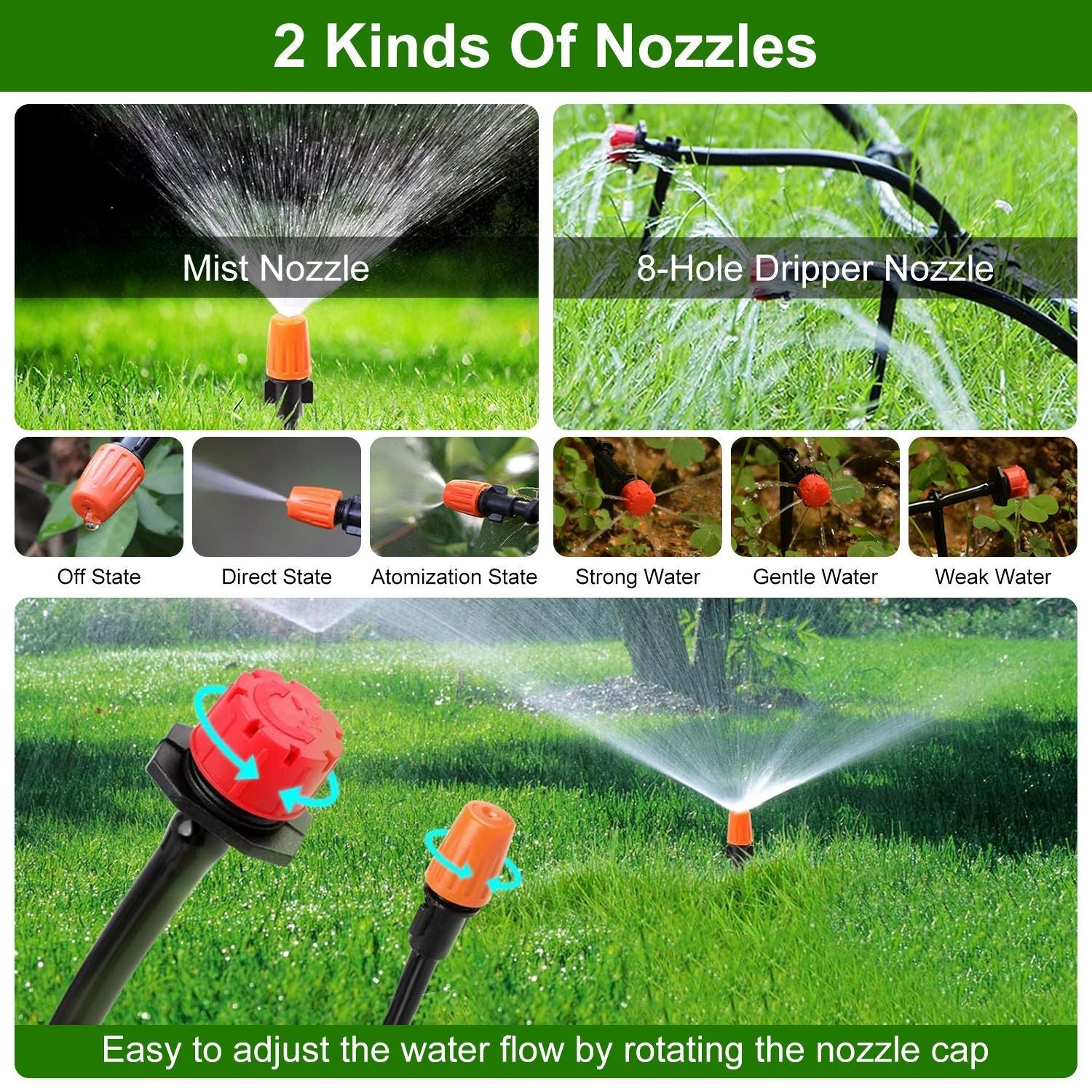164FT Drip Irrigation Kit Automatic Garden Irrigation System Misting Plant Watering Drip Kit for Garden Greenhouse Flower Bed Patio Lawn - Renee Lane Company