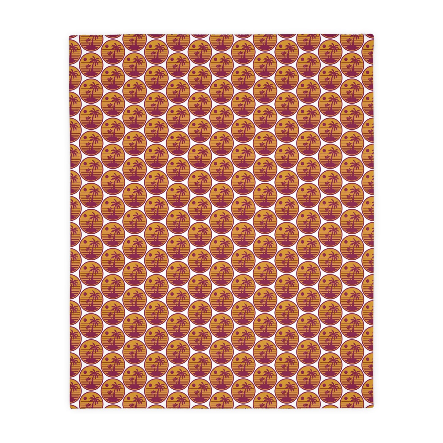 Velveteen throw blanket with full panel of orange pumpkin circle pattern