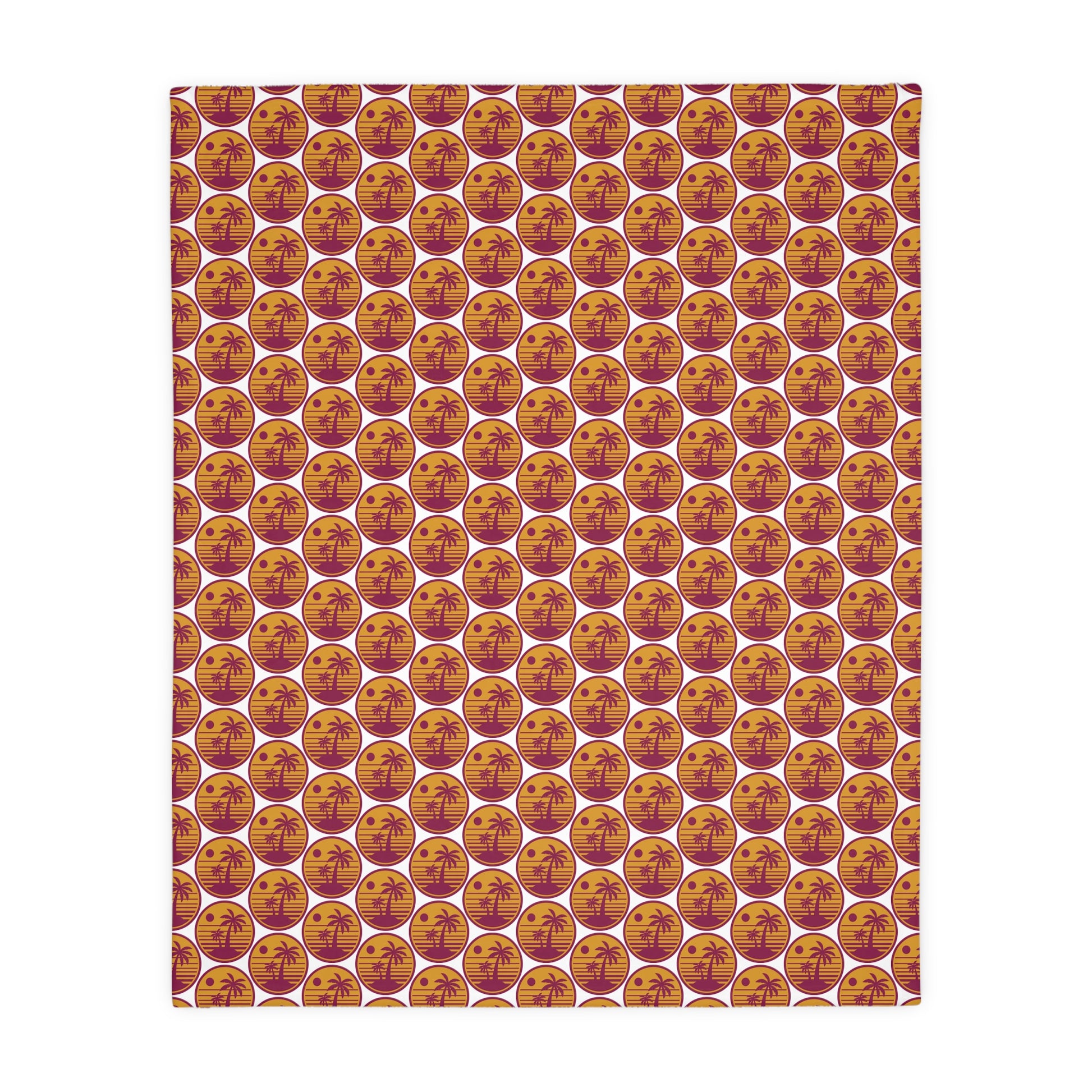 Velveteen throw blanket with full panel of orange pumpkin circle pattern
