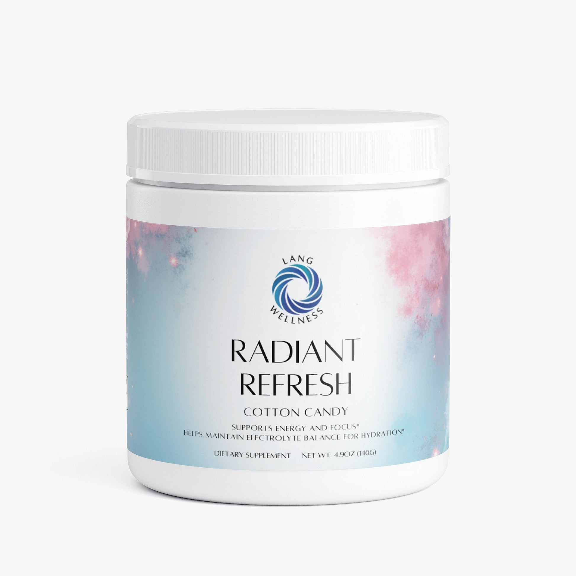 Cotton candy scented beauty jar with white lid and blue-and-pink label