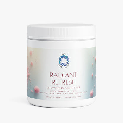 Skin care supplement tub, white body with blue strawberry label and white cap