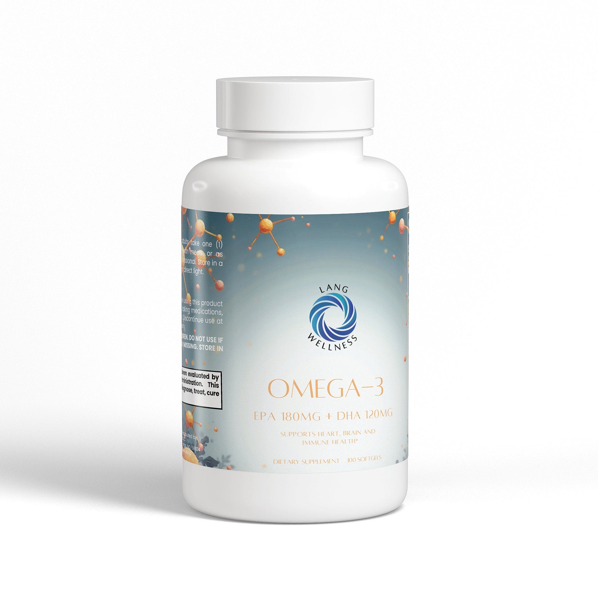 Omega-3 EPA + DHA supplement bottle, front label view
