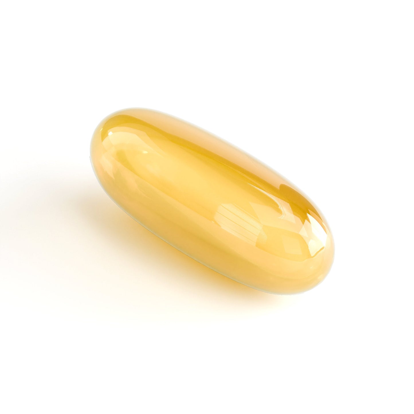 Omega-3 EPA + DHA softgel capsule, yellow translucent