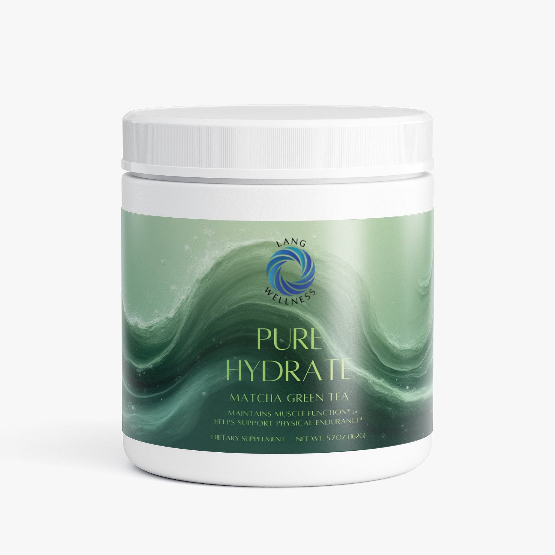 Matcha green tea hydration cream jar, white lid and light green container