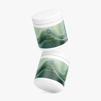 Matcha green tea hydration cream jar in an angled view with white lid