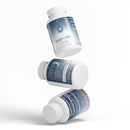 Capsules bottle set showing top, side, and bottom views with blue labels