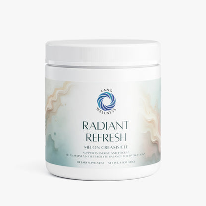 Radiant Refresh cream jar front view with white cap and teal label
