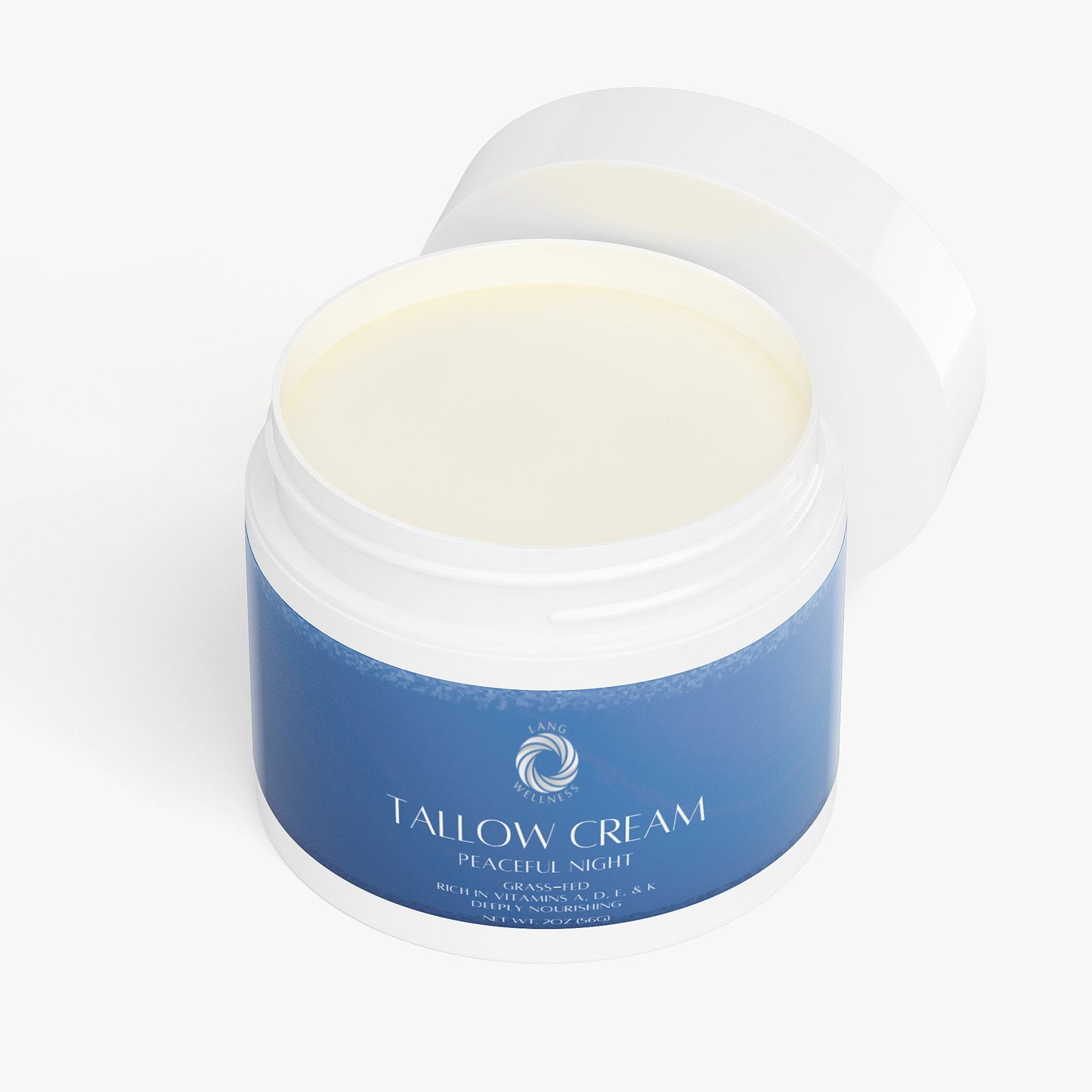 Tallow cream jar filled with pale cream, thick smooth texture