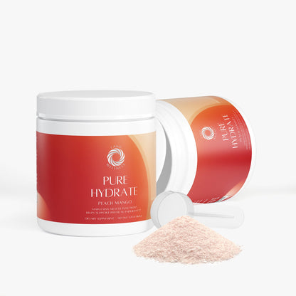 Skincare hydration jar with open lid and light beige powder pile
