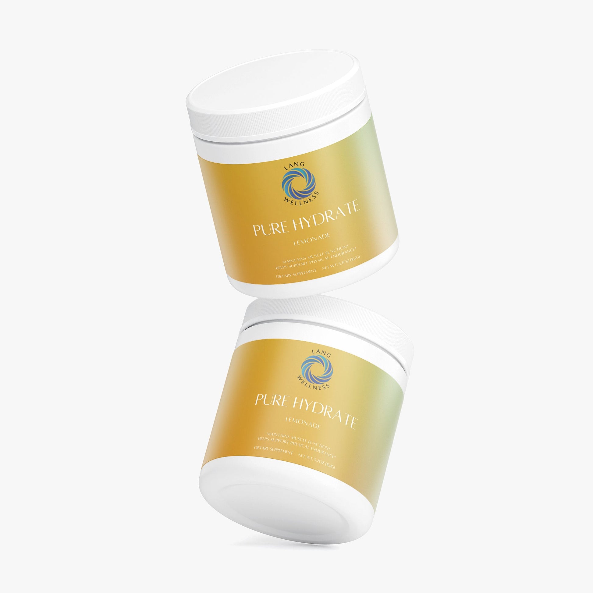 Skincare jar with white lid and gold label, angled view