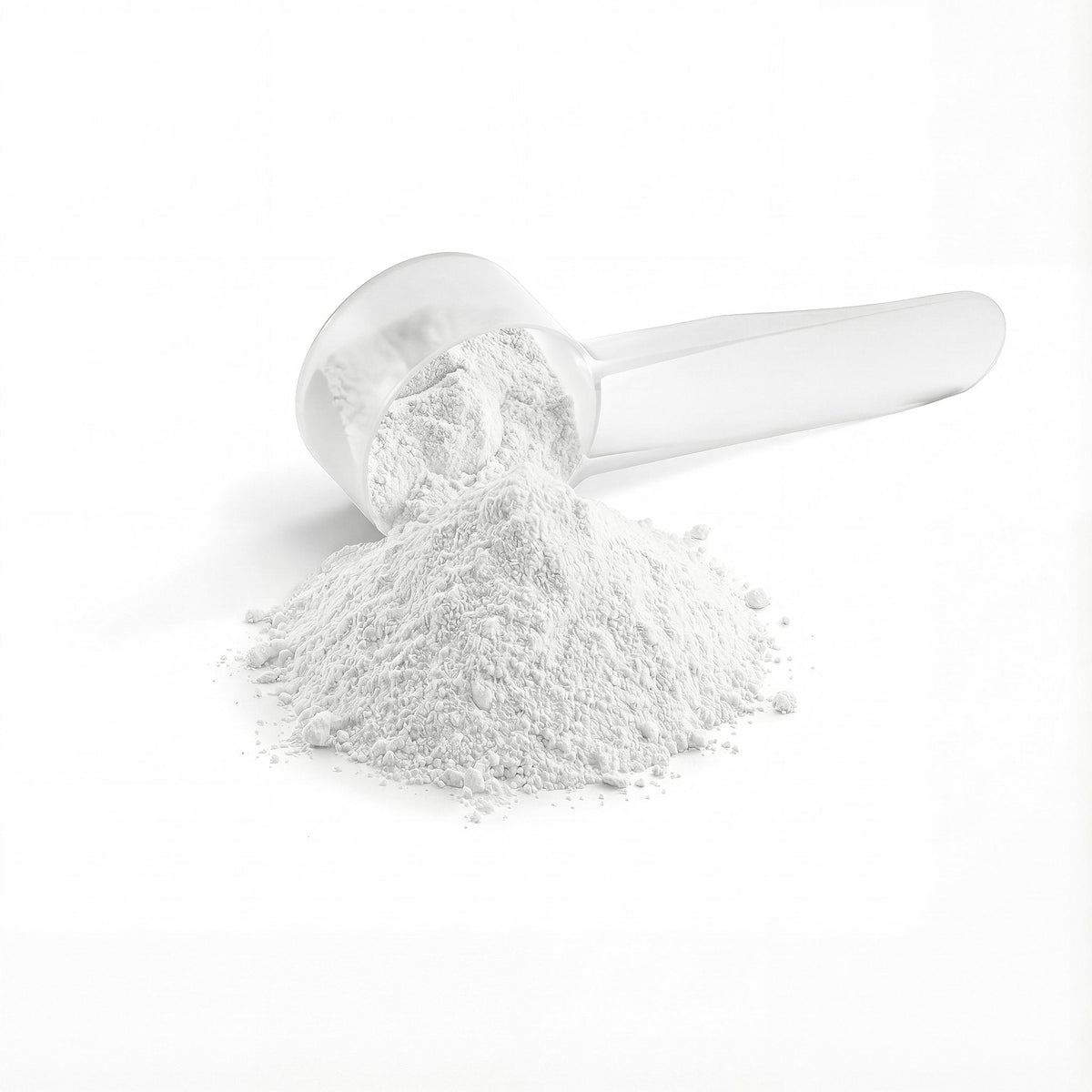 Creatine hydration formula scoop filled with white powder