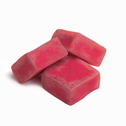 Red strawberry-flavored gummy cubes