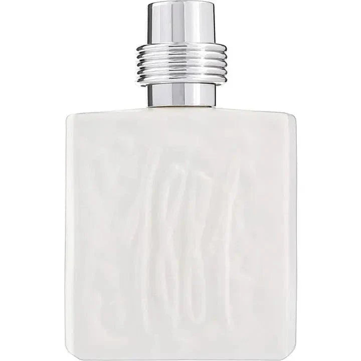 Rectangular clear fragrance bottle with chrome spray cap
