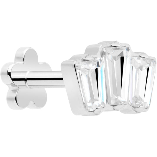 18G 1/4 Clear Gem Implant Grade Titanium Threadless Flower Reversible Flat Back Earring - Renee Lane Company