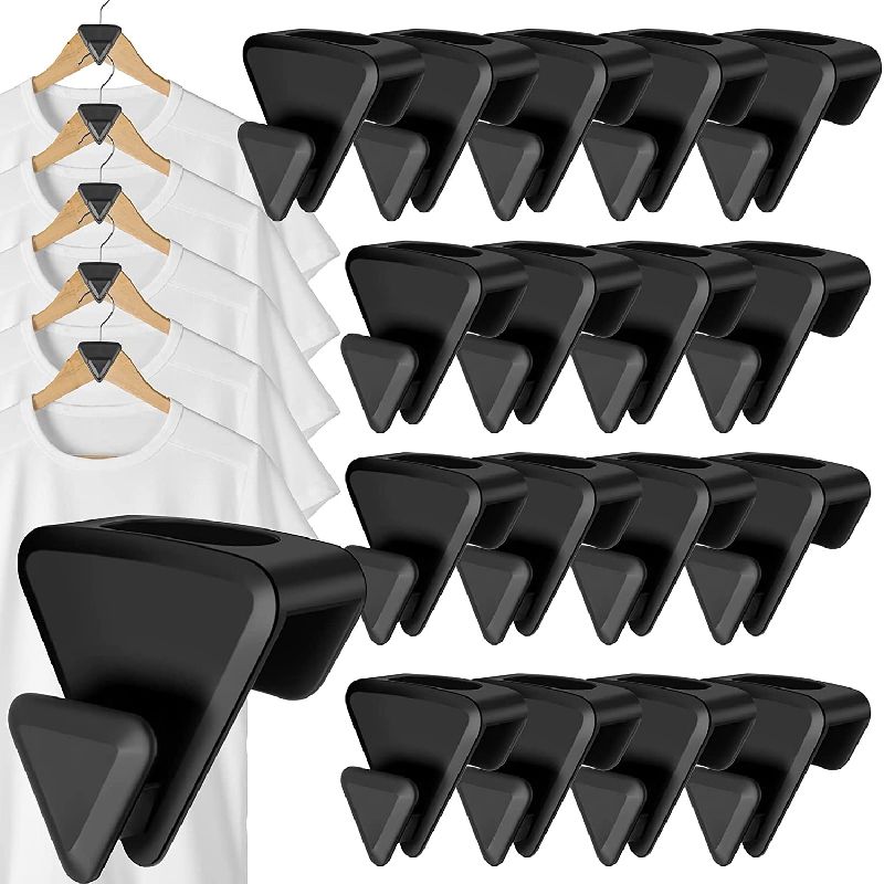 18pcs Clothes Hangers Connector Hooks, Space Triangles Hanger Hooks, Space Saving Closet Organizers And Hanger, As Seen On TV, Cascading Clothes Hanger Hooks To Create Up To 5X Closet Space, Black - Renee Lane Company