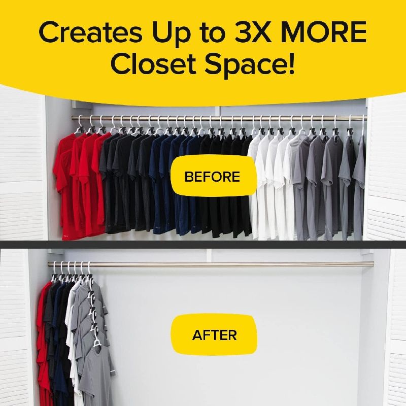 18pcs Clothes Hangers Connector Hooks, Space Triangles Hanger Hooks, Space Saving Closet Organizers And Hanger, As Seen On TV, Cascading Clothes Hanger Hooks To Create Up To 5X Closet Space, Black - Renee Lane Company