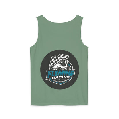 Fleming Racing graphic tank top in mint green with front race logo graphic
