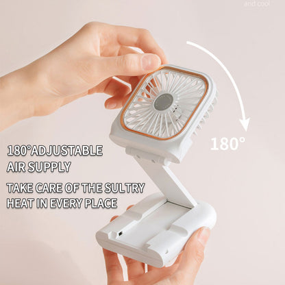 Mini cooling foldable fan in white with open folding design