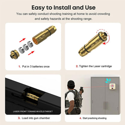 9mm Laser Training Kit, Dry Fire Laser Target with 9x19 Training Cartridge, USB Rechargeable Outdoor Electronic Shooting Target