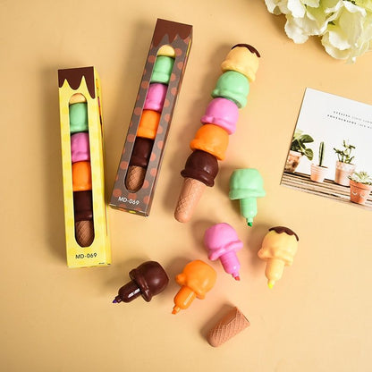 1Pc Creative Building Block Assembly Marker Pen Color Student Graffiti Pen Ice Cream Highlighter Cone 5 Colors - Renee Lane Company