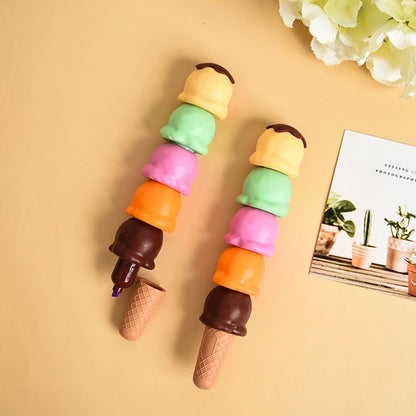 1Pc Creative Building Block Assembly Marker Pen Color Student Graffiti Pen Ice Cream Highlighter Cone 5 Colors - Renee Lane Company