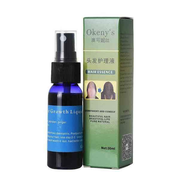 Hair growth essence bottle with spray top and green product box