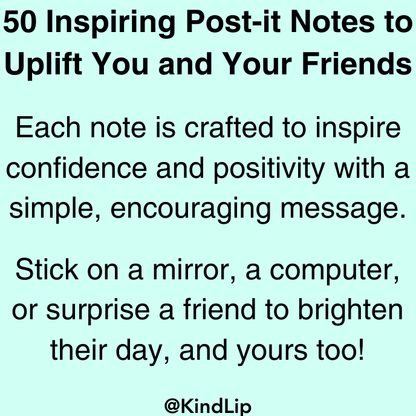 Post-it notes set with uplifting quote text and @KindLip mark