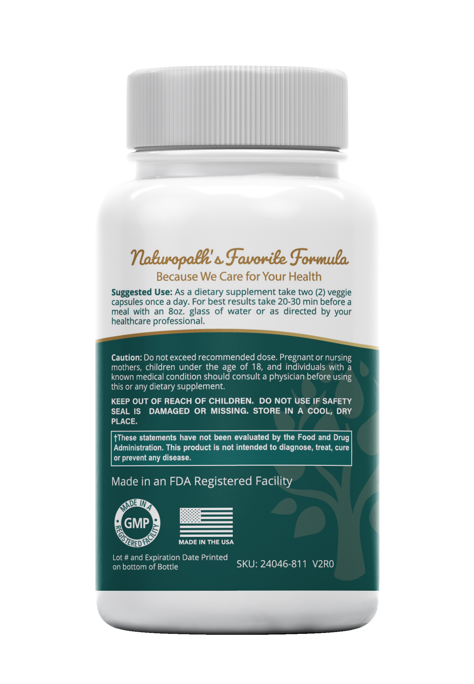 Moringa oleifera dietary supplement bottle with GMP and made in USA badges