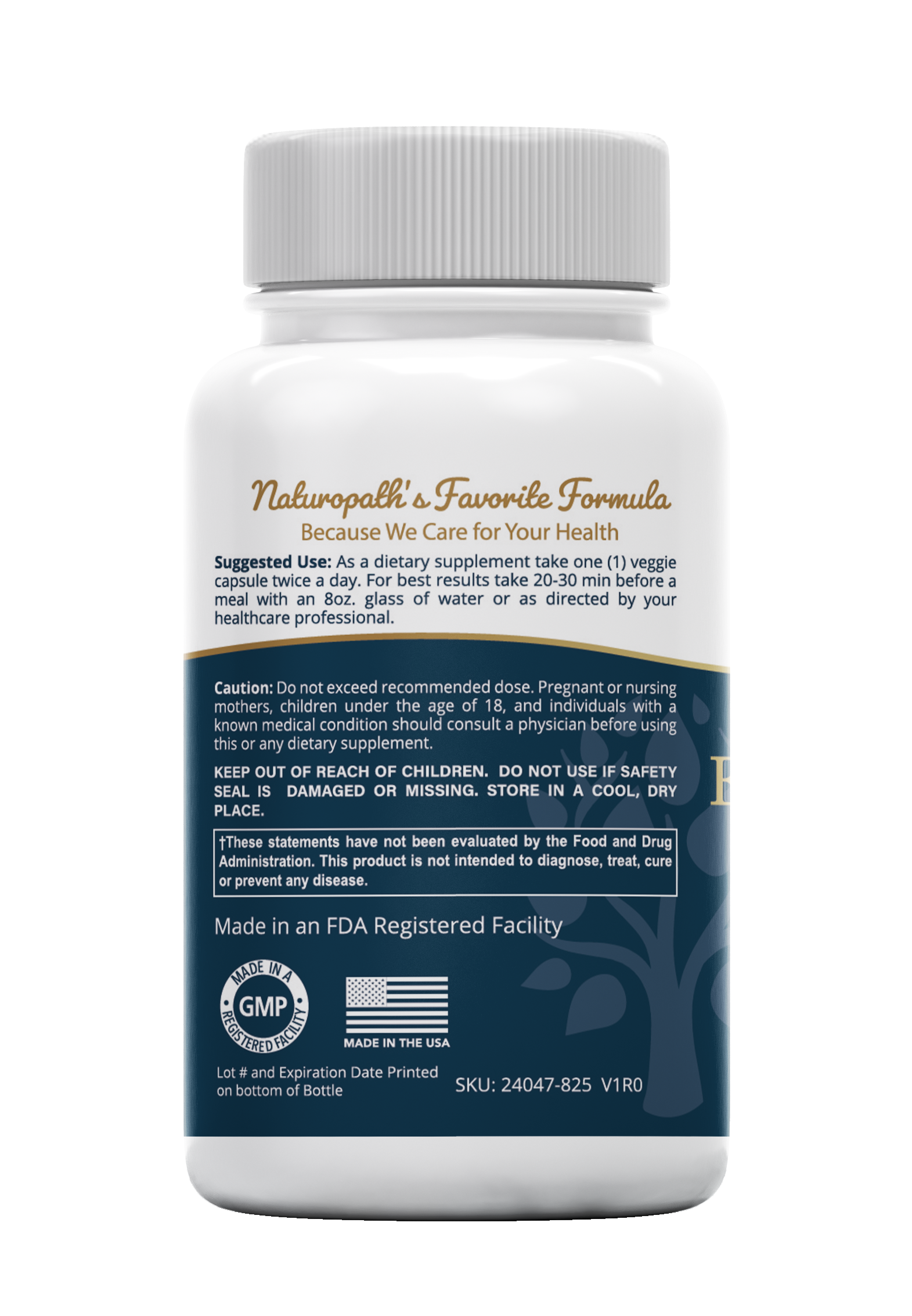 Elderberry plus bottle back label, white cap and dark blue details