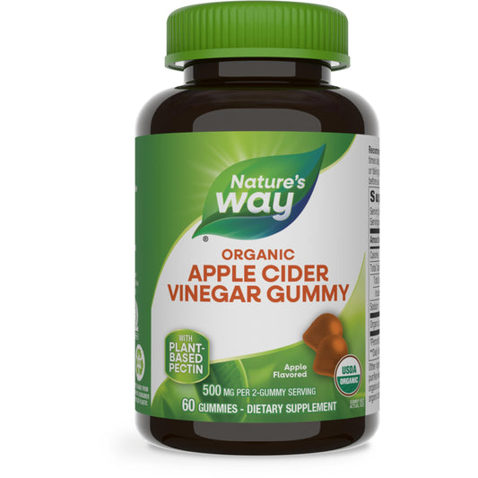 Nature’s Way Organic Apple Cider Vinegar Gummies 500 mg Organic Apple Cider Vinegar per 2-Gummy Serving Apple Flavored 60 Gummies (Packaging May Vary) - Renee Lane Company
